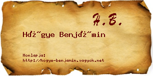 Hőgye Benjámin névjegykártya