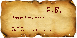 Hőgye Benjámin névjegykártya